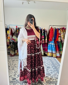 Robe de mariage pour femmes en coton salwar kameez afghan fait à la main traditionnel brodé robe de mariage tribale en velours taille personnalisée pour femmes - Product Image 2