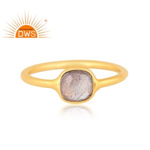 แหวนเงินแท้18K อัญมณีลาบราดอไรต์ธรรมชาติแหวนวางซ้อนกันได้เครื่องประดับจากผู้ผลิต - Product Image 3