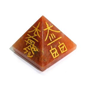 Pirámide de Cristal de Aventurina Roja Feng Shui, Grabada con Símbolo de Reiki, Piedra Natural para la Confianza, 30-35 mm - Product Image 3
