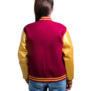 Nouvelle mode veste universitaire pour femmes Tackle Twill broderie plaine teint laine corps peau de vache manches en cuir coupe régulière vêtements d'automne - Product Image 4