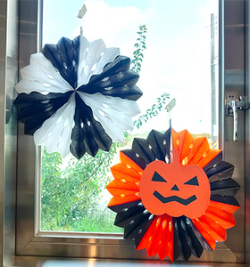 Halloween and Thanksgiving Party Wall Decorations Tissue Paper <b>Fans</b> for Indoor Use-Handmade - Product Image 2