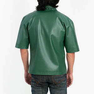 Men's Custom Logo Short Sleeve <b>Leather</b> <b>Shirts</b> Multi-Pockets Design with Custom Color & Size Low Price - Product Image 2