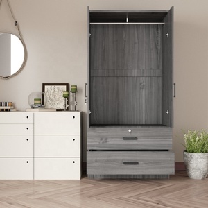 Tủ quần áo bằng gỗ tối giản với tùy chỉnh kết thúc 2 cửa gỗ Closet Organizer với ổ khóa cho phòng ngủ - Product Image 2