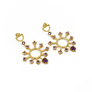 Exclusive Boho Fashionable Gold Plated Brass <b>Stud</b> Earring Handmade Women's Gemstone Jewelry for Trendy Anniversary Occasions - Product Image 3