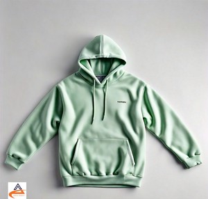 Sudadera con capucha verde claro para hombre 350 GSM para un uso cómodo Sudadera con capucha holgada de lana transpirable de alta calidad - Product Image 2