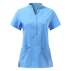 Gommage médical à manches courtes hauts de gommage personnalisés disponibles en prix de gros femmes gommage médical hauts OEM col en V uniforme d'infirmière - Product Image 5