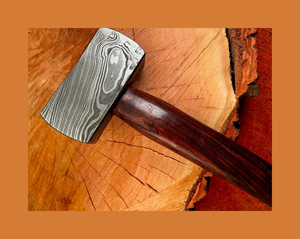 Marteau en acier de Damas à motif spécial, manche en bois robuste, personnalisable OEM, outil industriel polyvalent pour le bricolage, garantie de 3 ans - Product Image 1