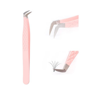 Pinzas para pestañas Diamond Grip Punta de fibra de etiqueta privada Extensión de pestañas de color de 90 grados Pinzas para pestañas de volumen - Product Image 1