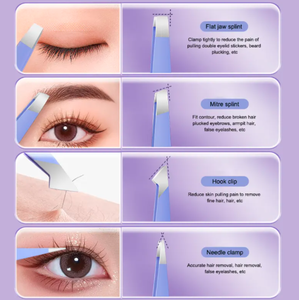 Hot Sale 4pcs Lightweight Reusable Slanted Tip Stainless Steel Volume Eyelash Eyebrow Tweezers Beauty <b>Makeup</b> <b>Tool</b> for Eyebrow - Product Image 5