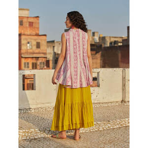 Conjunto de 2 Piezas de Lino con Estampado Floral para Mujer Elise - Top Holgado y Falda - Product Image 5