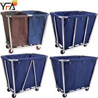 Chariot de service pour ménage Chariot de blanchisserie pour chambre d'hôtel commerciale avec sac en toile amovible Chariot porte-vêtements sales