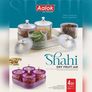 Ensemble de 4 pots à fruits secs Shahi avec plateau, contenants en plastique décoratifs pour noix, bonbons et chocolat, idéal pour offrir en cadeau - Product Image 2