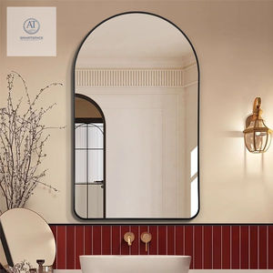 Miroir de salle de bain décoratif moderne 60x90cm noir, à montage mural, avec lentilles en verre, sans électricité, pour un intérieur contemporain - Product Image 1