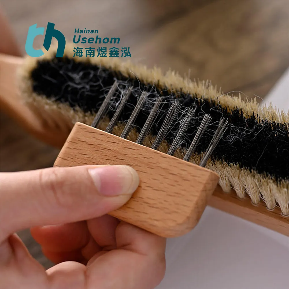 लकड़ी के हैंडल सफाई उपकरण प्राकृतिक बाल कंघी क्लीनर बांस हैंडल सफाई ब्रश घरेलू सफाई ब्रश