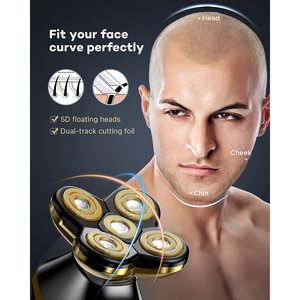 Rasoir Électrique Rotatif Sans Fil USB 4-en-1 Tondeuse Cheveux et Barbe Utilisation Humide/Sèche Tête Flottante IPX7 pour Hommes Chauves Visage - Product Image 4