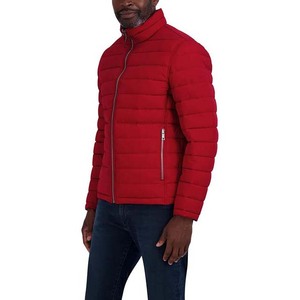 Chaqueta de invierno de manga larga roja de High Street, cortavientos North con logotipo personalizado con cuello levantado y capucha, chaqueta acolchada cálida gruesa - Product Image 2