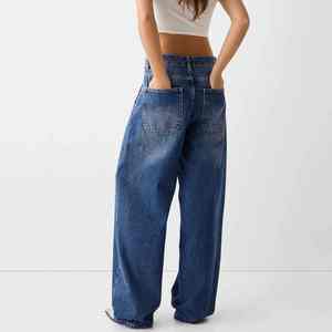 Pantalones Vaqueros de Mezclilla para Mujer, Deslavados, Casuales, de Pierna Ancha, Holgados, Ropa de Mujer, Jeans de Mujer, Estilo Urbano, Vintage, Lavados, de Cintura Alta - Product Image 4