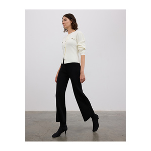 กางเกงขายาวผ้าผสมขนสัตว์ เอวสูง ทรงกางเกงป้องกันขนร่วง - Product Image 4