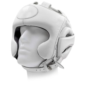 Casque de boxe professionnel en PU, équipement de protection pour l'entraînement et le sparring, noir avec surpiqûres orange - Product Image 2