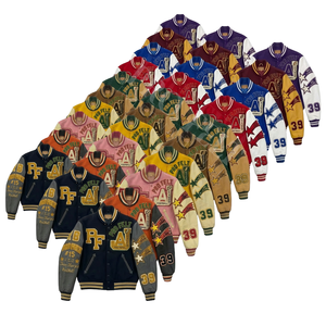 Veste bomber universitaire en laine et polyester vintage unie, nouvelle arrivée, chaude pour l'hiver, pour hommes - Product Image 1