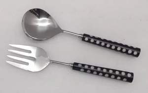 ชุดเสิร์ฟสลัดมือจับเรซินสีเขียวชุดเสิร์ฟสลัดทำจากสเตนเลสสตีลมีด้ามจับที่น่าทึ่ง - Product Image 2