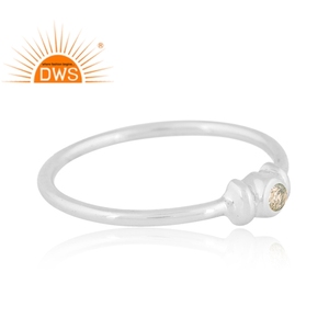 Dernières tendances Bague empilable en argent sterling fin avec topaze blanche naturelle Fabricant de bijoux personnalisé - Product Image 2