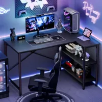 Escritorio en Forma de L OEM de 47 Pulgadas, Mueble para Juegos, Escritorio de Esquina para Oficina en Casa, Mesa para PC con Estantes de Almacenamiento Reversibles
