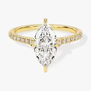 2 Carat Marquise Cut Moissanite Solitaire Accent Engagement Engagement Wedding Ring Fancy Diamond Jewelry For Women's Day