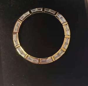 Lunette de montre en diamant moissanite, deux tons or et argent, glacée, luxe, acier inoxydable, lunette de remplacement personnalisée pour la fabrication de montres - Product Image 4