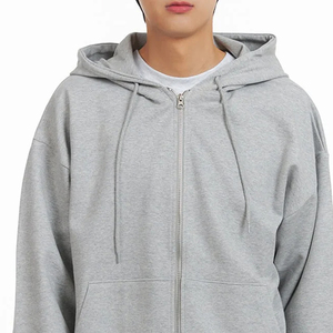 Sweat à capuche en tissu respirant surdimensionné, service OEM, pour hommes / Prix bas avec fermeture éclair et capuche réglable pour l'hiver - Product Image 2