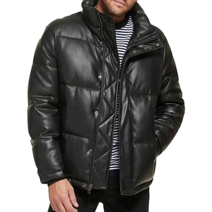 Fashion Winter Leather Puffer <b>Jacket</b> <b>Men</b> Oversized Style Stand Collar Warm Casual Streetwear Trend 2025 Hooded <b>Letter</b> Pattern - Product Image 5