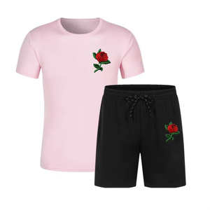 Ensemble t-shirt et short pour hommes personnalisé en coton pour l'été 2 vêtements deux pièces - Product Image 5