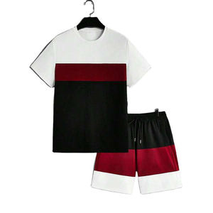 Conjuntos de verano para hombres de alta calidad 100% camisetas y pantalones cortos de algodón con cuello redondo diseño transpirable hecho en Pakistán - Product Image 1