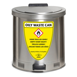 Contenitore di raccolta di sicurezza da 50 litri di volume, in acciaio inox, con ammortizzazione del coperchio - Product Image 1