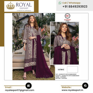 Made in India lanza nueva ropa étnica india Heavy Georgette Plazzo Set con Secuencia y bordado de trabajo - Product Image 4