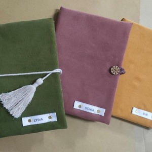 Custom Handmade Fabric Notebooks with Name Tags Bulk Order Mustard Mauve Navy Olive Grey OEM/ODM Available - Product Image 1