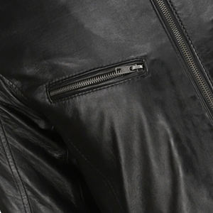 แจ็กเก็ตหนัง PU สำหรับผู้ชาย, แจ็กเก็ตหนังสีดำแฟชั่นอังกฤษ - Product Image 4