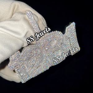 VVS Moissanite diamante personalizable pequeño colgante de moda estilo Hip Hop collar Número de la suerte letra rodio plateado joyería fina - Product Image 4