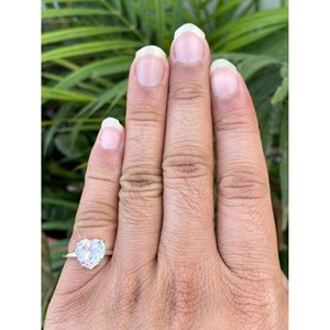 Bague en argent 925 avec cristal de quartz en forme de cœur, bijoux élégants et féminins - Product Image 5