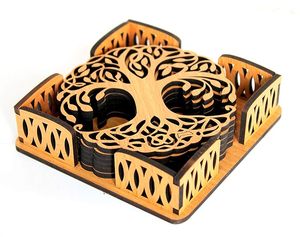 Sous-verre en bois de style bohème de haute qualité fait à la main, écologique, sous-verre en bois naturel pour la maison, le bureau, prix Inde - Product Image 2