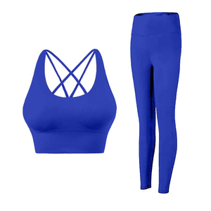 Único 2025 mujeres Yoga Conjunto 2 uds deportes moda cintura elástica Fitness personalizado dos tonos Yoga conjunto para la venta mujeres Fitness Yoga conjunto - Product Image 1