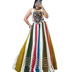 Rayonne pure colorée blanche avec gota patti Navratri Cowrie Touch Up Lehenga Choli - Product Image 1