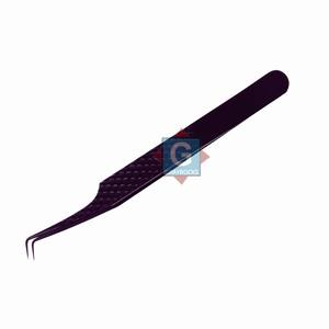 Pinzas de pestañas de acero inoxidable con logotipo personalizado Puntas de fibra Pinzas de extensión de pestañas profesionales - Product Image 4