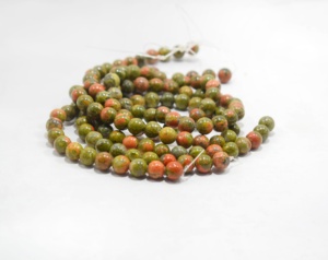 Cuentas de piedras preciosas de unakita verde Natural de alta calidad de grado AAA, cuentas redondas de piedra de 8mm para la fabricación de joyas - Product Image 1