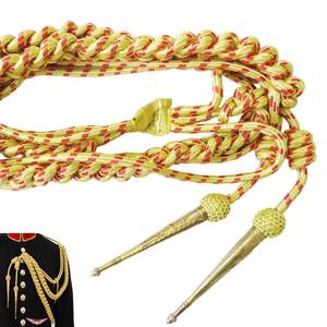 Aiguillettes de mylar dorado y granate con puntas de metal de latón recubiertas de oro - Product Image 1