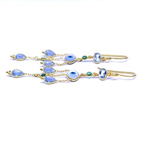 Conjunto de pendientes Vermeil de Plata de Ley 925 a la moda, piedra preciosa de turmalina chapada en oro para compromiso de mujer - Product Image 4