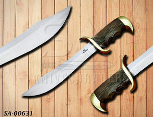 Cuchillo Bowie de caza de acero inoxidable hecho a mano con mango de madera, cuchillos para acampar y supervivencia. - Product Image 4