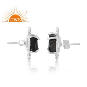 Pendiente de piedra preciosa de obsidiana negra Natural de Plata de Ley 925, joyería personalizada para mujer, regalo para ella - Product Image 4