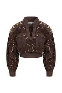 แจ็กเก็ตหนังแท้สำหรับผู้หญิงแจ็กเก็ตหนังแท้แนวสตรีทสูงดีไซน์400GSM ใส่สบาย - Product Image 4