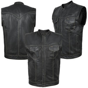 Gilet en cuir véritable décontracté et respirant pour homme, style club, grande taille, coupe-vent, anti-boulochage, personnalisable OEM, idéal pour motard - Product Image 6